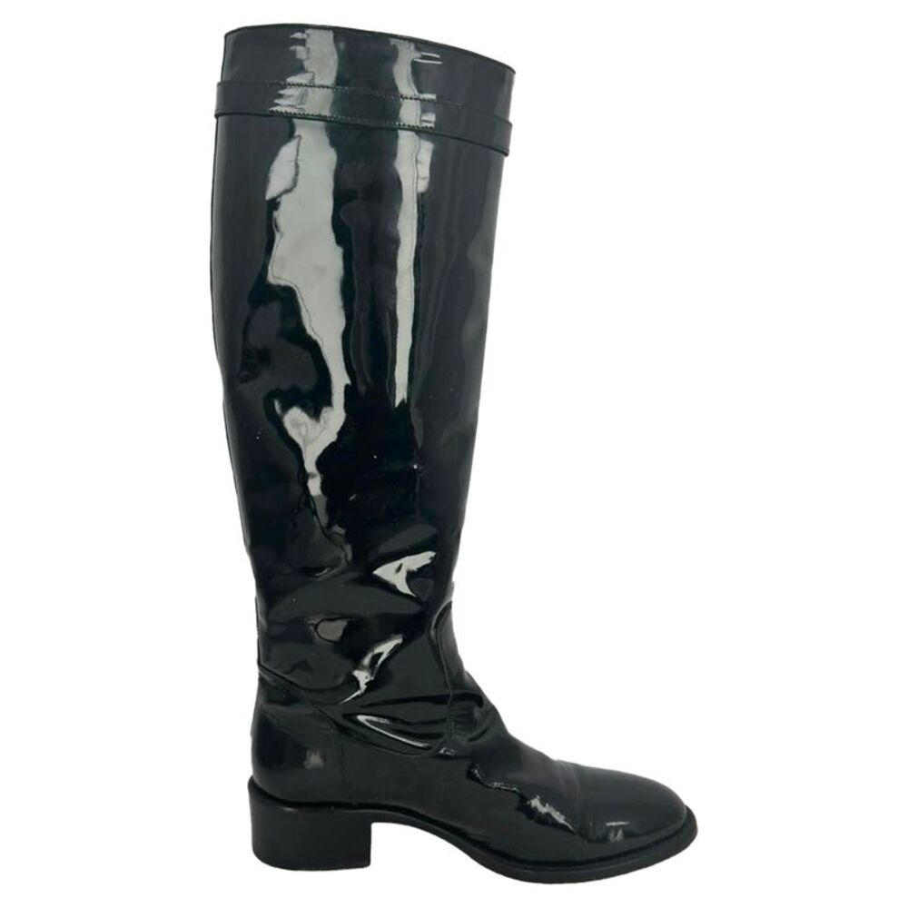 Fendi Riding Boots in Black Patent Leather